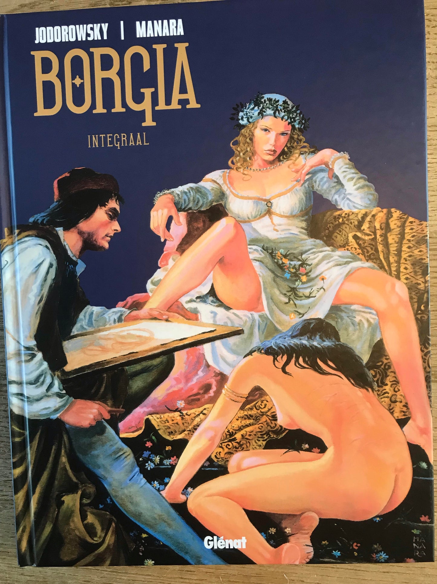 Cover stripboek Borgia Integraal van Jodorowsky en Manara met renaissancistisch tafereel