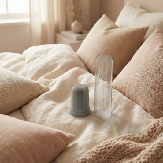 Penispomp en erectiepomp modellen gepresenteerd op een neutrale achtergrond met professionele productfotografie erbij