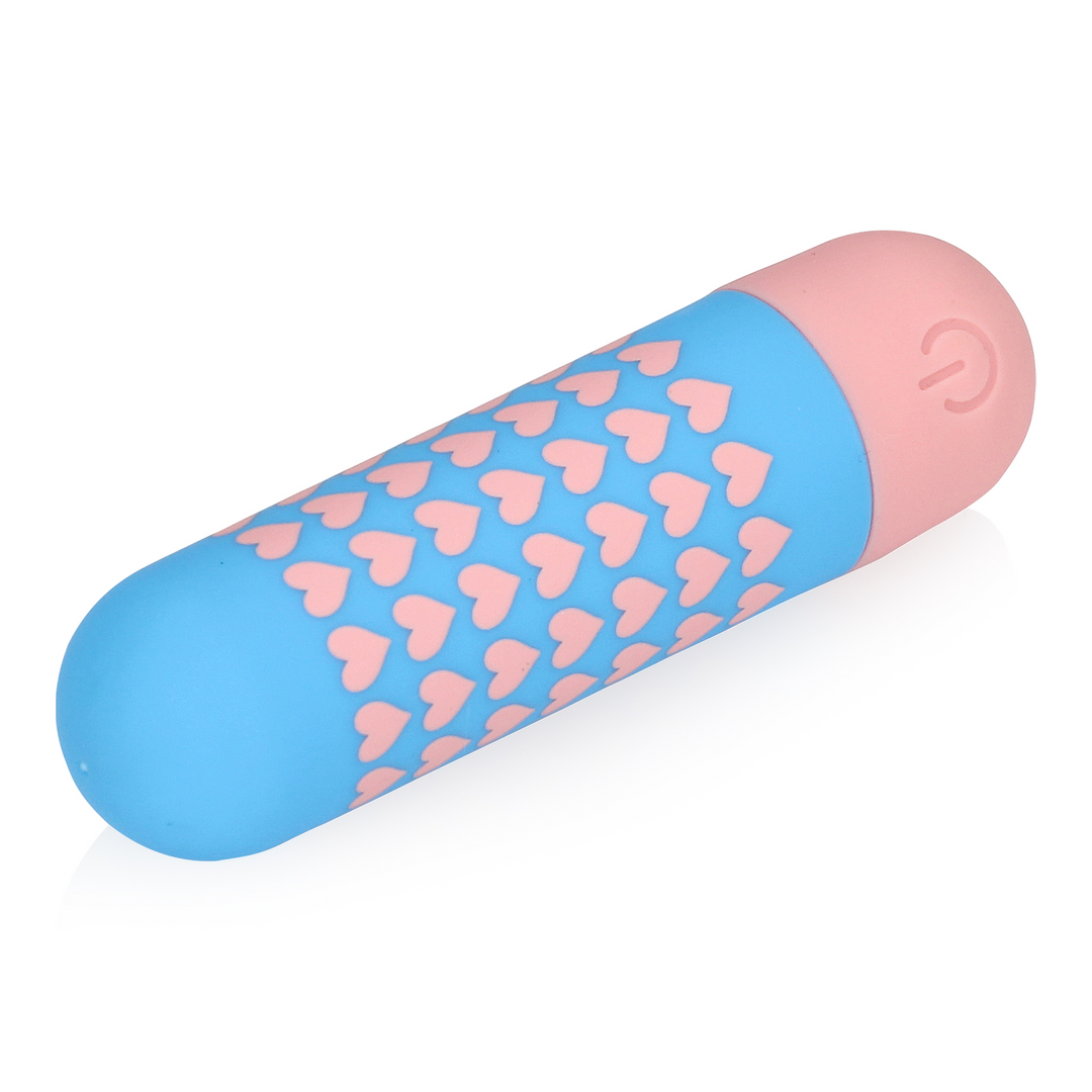 Zijaanzicht van compacte Heart vibrator met ergonomisch ontwerp en gladde afwerking