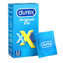Durex Comfort XL condooms, blauwe doos met 12 stuks en blauw verpakt condoom ernaast.