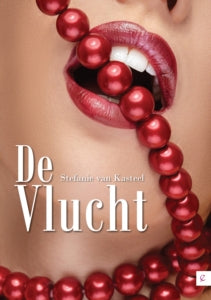 Close-up van de voorkant van erotische roman De Vlucht met gedetailleerde cover en auteursnaam