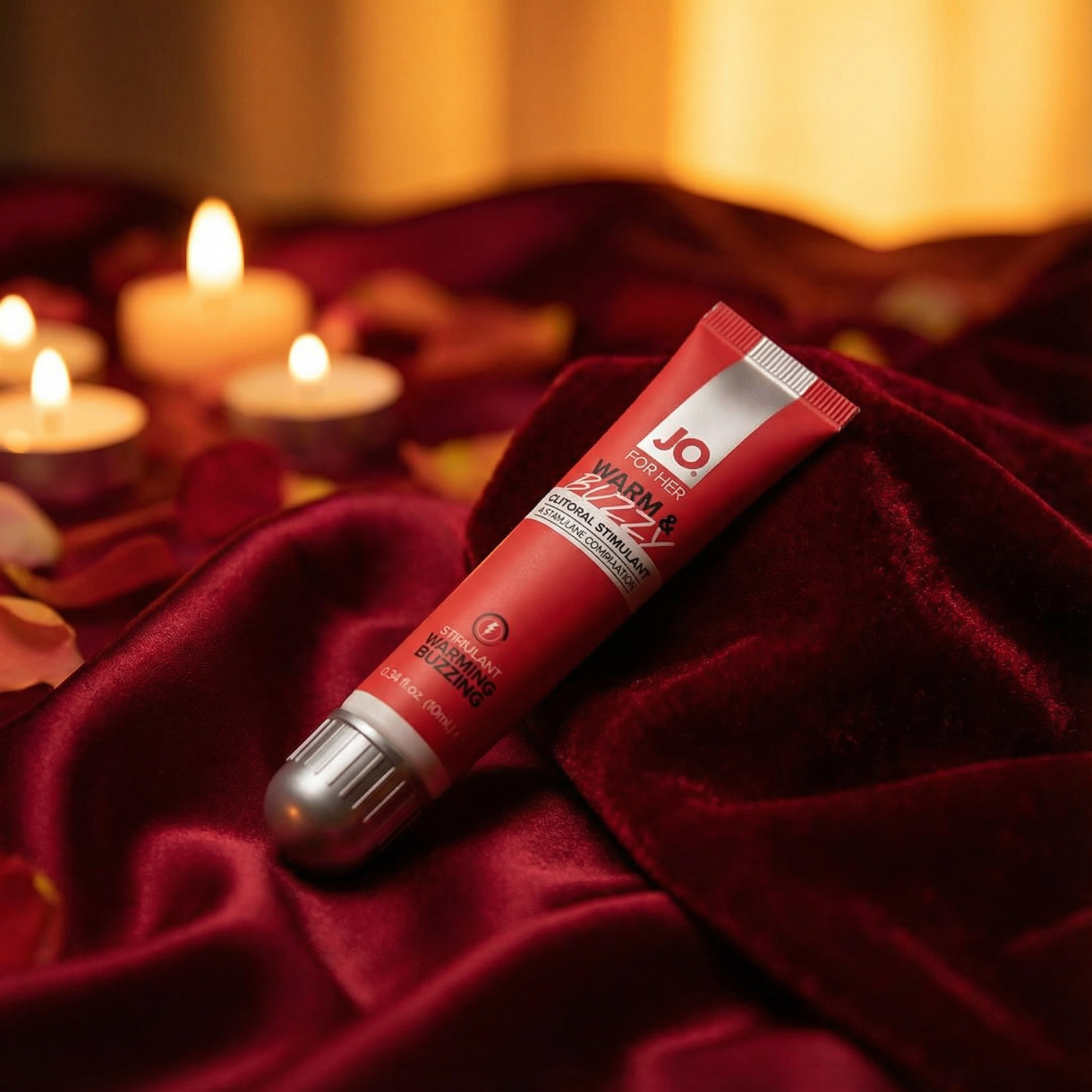 JO Warm & Buzzy product verpakking met ingrediënten informatie zichtbaar