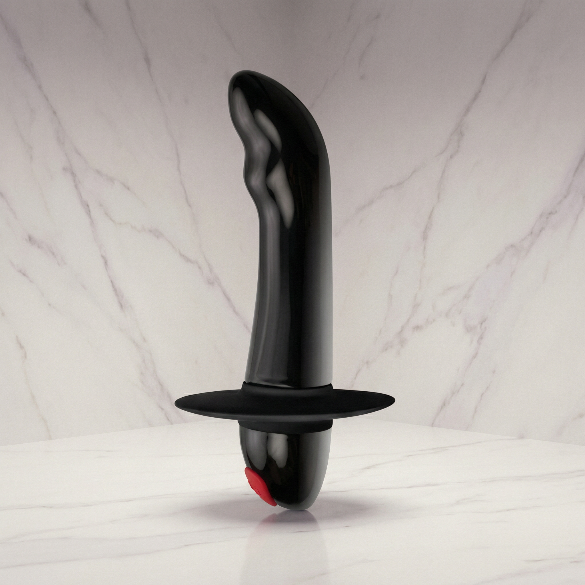 Rocks-Off prostaatvibrator voor beginners in zwart silicone op neutrale achtergrond