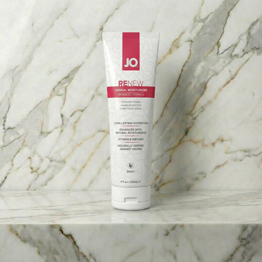 Jo Renew vaginale moisturizer van De Paarse Keizerin op witte achtergrond