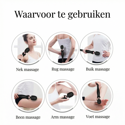 Wandmassager Melody in hand voor groottevergelijking, compacte afmetingen duidelijk zichtbaar