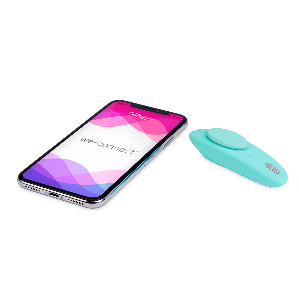 Elegante zwarte We-Vibe Moxie Plus in luxe verpakkingsbox met accessoires