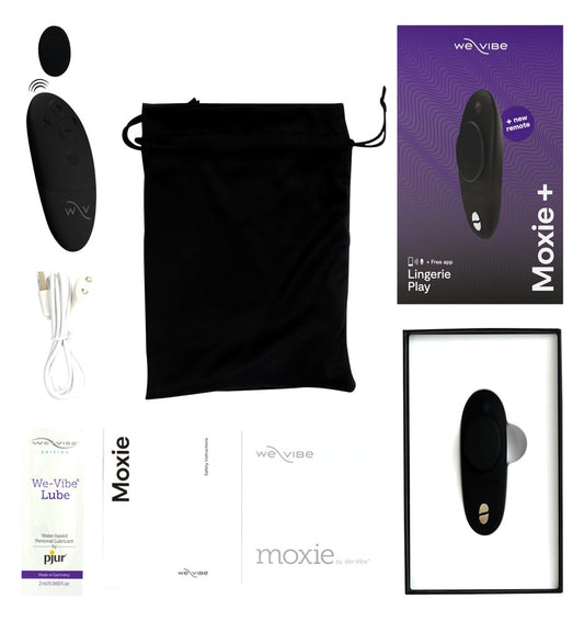 We-Vibe Moxie Plus zwart met magnetische afstandsbediening en oplaadkabel