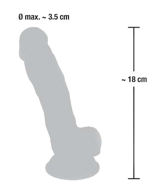 Zijaanzicht van realistische dildo S/M maat met natuurlijke textuur en details